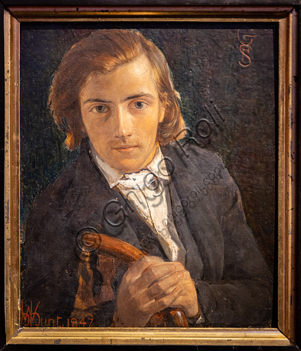  "F.G. Stephens", (1847) by William Holman Hunt (1827 - 1910);  oil painting on wood. 