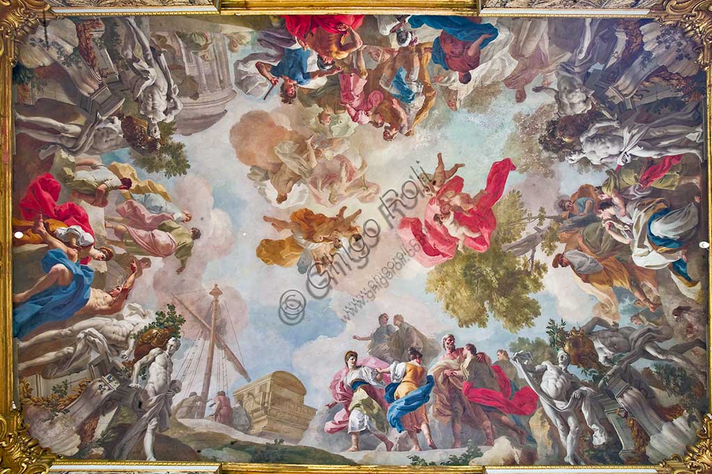 Torino, Palazzo Reale, Appartamento degli Archivi (Sesta stanza):  "Storia di Teseo". Affresco di Francesco De Mura, 1741 - 43. 