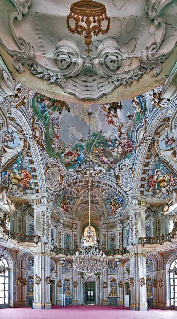 The Hunting Residence of Stupinigi, the Hall of the Parties (the Central Hall),: frescoes representing "Stories of Diana", by Giuseppe e Domenico Valeriani (1731 - 33). Detail.