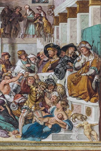  Cremona, Duomo (the Cathedral of S. Maria Assunta), interior, presbytery, seventh arch: detail of the "Massacre of Innocents", fresco by Altobello Melone, 1517.