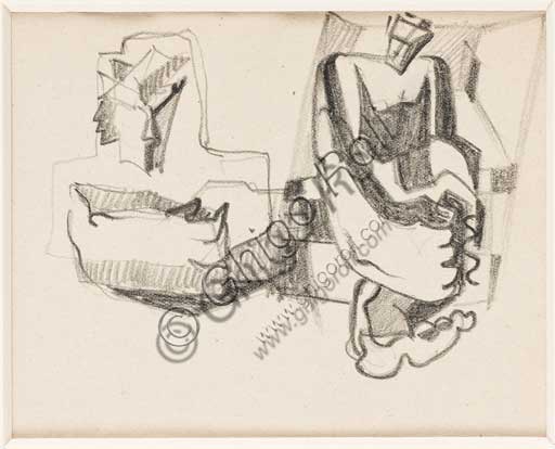Assicoop - Unipol Collection: Enrico Prampolini (1894 - 1956), "Study for cosmic figures". 1941? Pencil on paper.