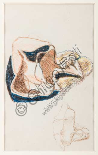 Collezione Assicoop - Unipol, inv. n. 415:  Enrico Prampolini (1894 - 1956), "Studi per ritratti cosmici femminili". Pastello su carta.