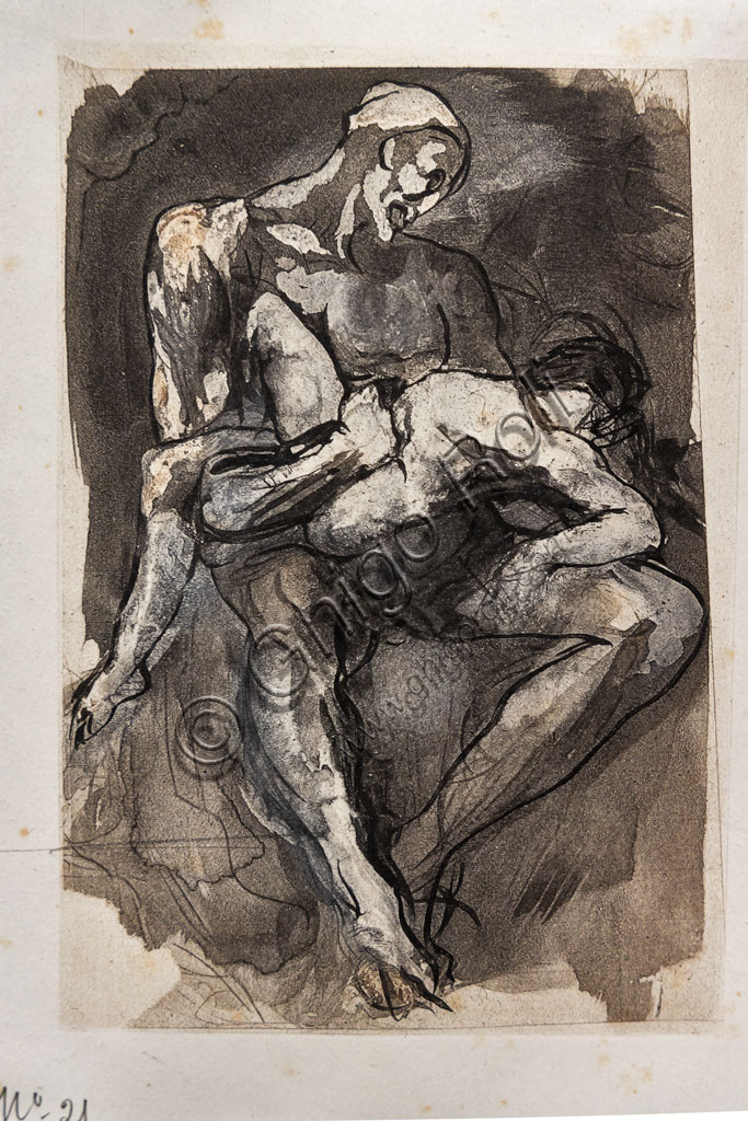 “Count Ugolino in prison”, after Auguste Rodin, 1897, photoengraving of the Album Fenaille.