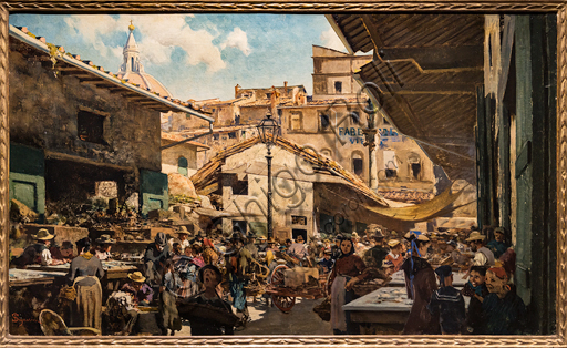 Telemaco Signorini: "The Old Market ", 1882-3, oil painting on canvas.