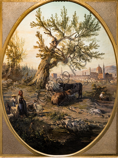 Telemaco Signorini: "Veduta dell'Arno e di Santa Maria del Fiore da Forte Belvedere",  1856, olio su tela.