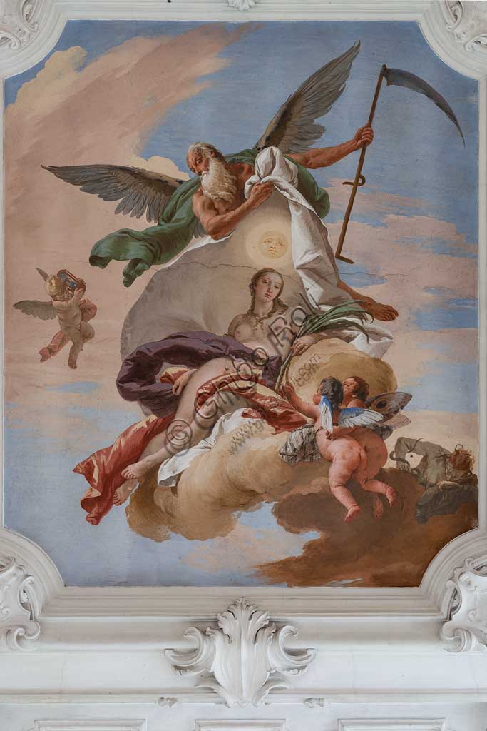 Villa Loschi  Motterle (già Zileri e Dal Verme), scalone, soffitto: "Il Tempo scopre la Verità", affresco allegorico di Giambattista Tiepolo (1734).