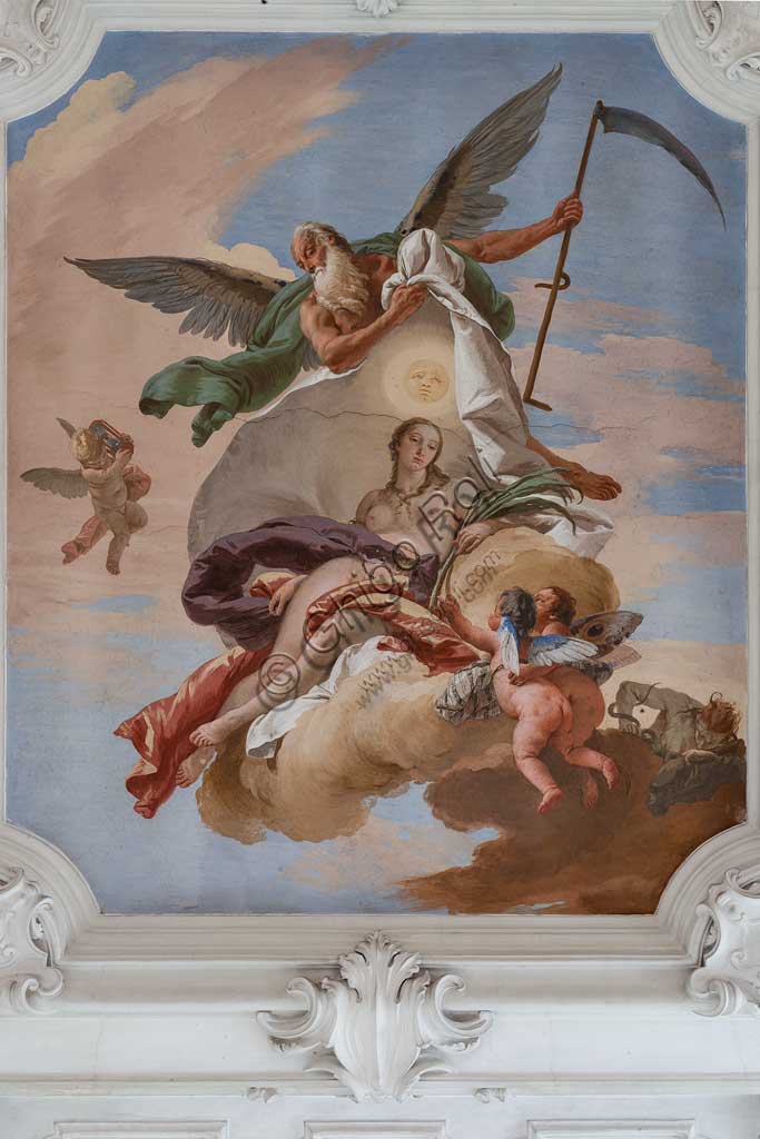 Villa Loschi  Motterle (formerly Zileri e Dal Verme),the staircase, the ceiling: "Time discovers the Truth", allegorical fresco by Giambattista Tiepolo (1734).