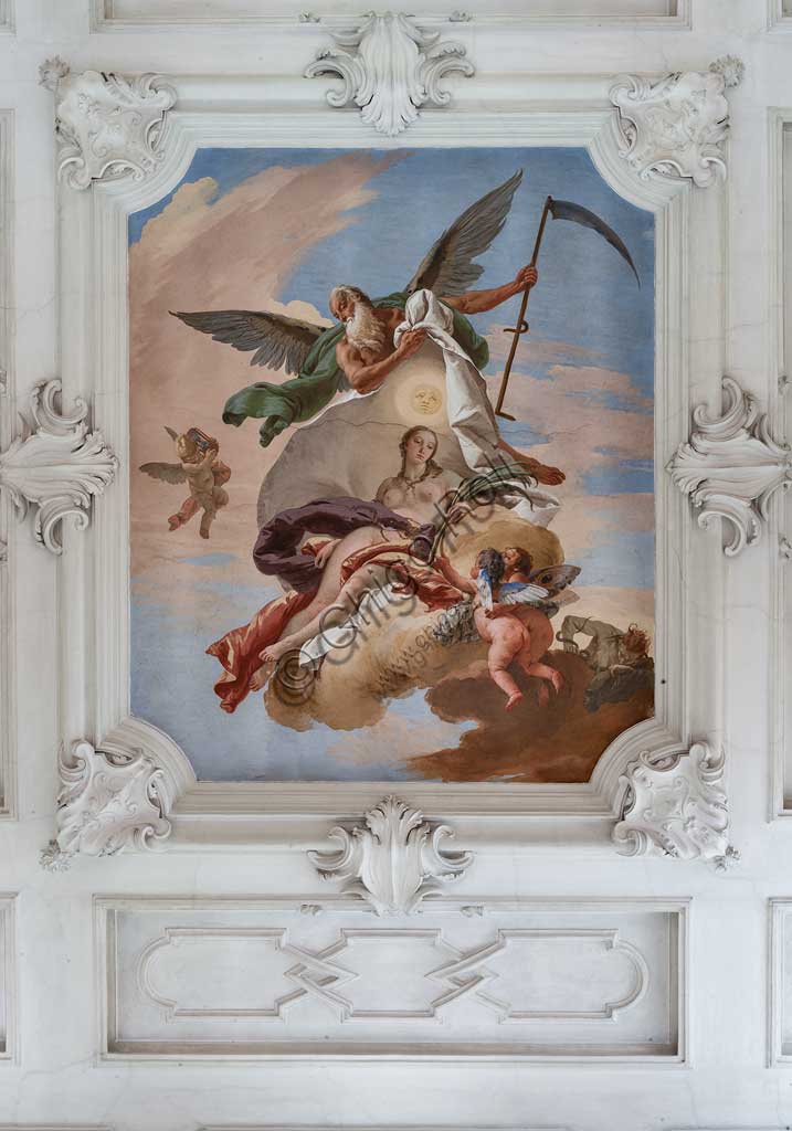 Villa Loschi  Motterle (già Zileri e Dal Verme), scalone, soffitto: "Il Tempo scopre la Verità", affresco allegorico di Giambattista Tiepolo (1734).