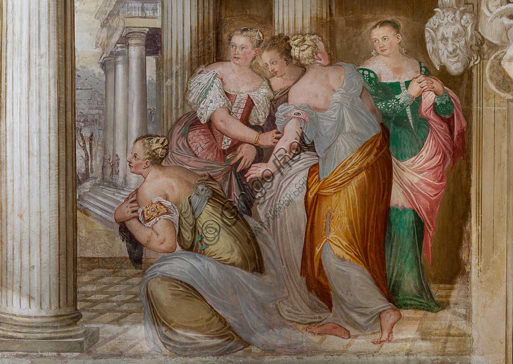 Thiene, Villa Porto Colleoni (also known as Castle in Thiene), Camerone: "The Clemency of Scipio", frescoes by Giovanni Antonio Fasolo (c. 1560-1565). Detail.