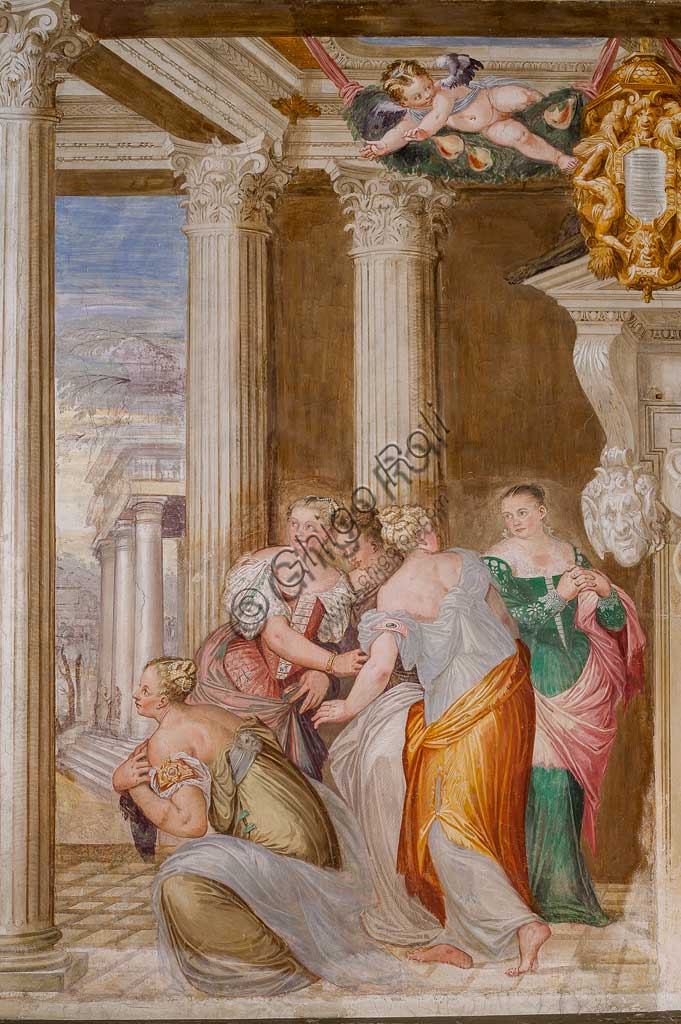 Thiene, Villa Porto Colleoni (also known as Castle in Thiene), Camerone: "The Clemency of Scipio", frescoes by Giovanni Antonio Fasolo (c. 1560-1565). Detail.