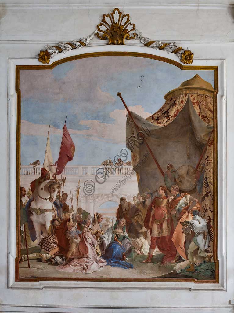 Villa Cordellina, the central hall: "Continence of Alexander the Great", fresco by Giambattista Tiepolo, 1743.