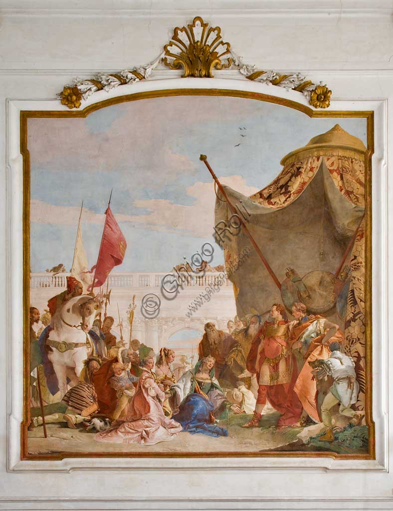 Villa Cordellina, salone centrale: "Continenza di Alessandro Magno" affresco di Giambattista Tiepolo (1743).
