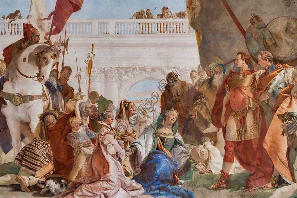 Villa Cordellina, the central hall: "Continence of Alexander the Great", fresco by Giambattista Tiepolo, 1743. Detail.