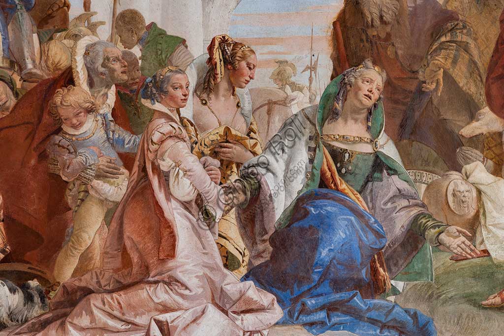 Villa Cordellina, the central hall: "Continence of Alexander the Great", fresco by Giambattista Tiepolo, 1743. Detail.