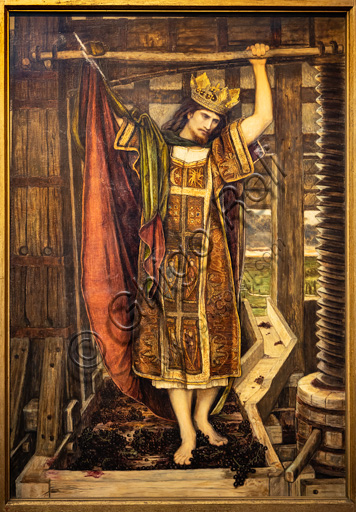 "Il torchio", (1864)  di John Roddam Spencer Stanhope (1829 - 1908); olio su tela. 