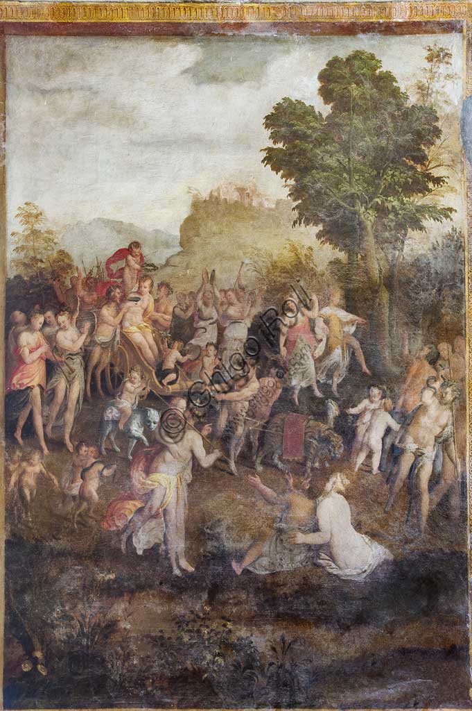 Ferrara, Castello Estense (the Estense Castle), also known as Castle of St. Michael, Camerino dei Baccanali, wanted by Alfonso d'Este : "The triumph of Arianna", fresco by Ludovico Settevecchi.