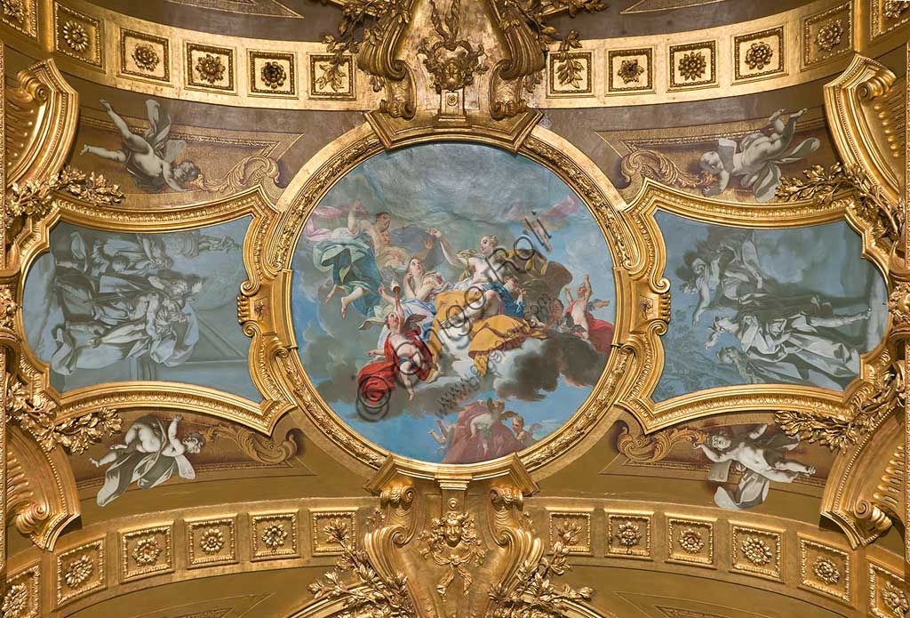 Torino, Palazzo Reale,Armeria Reale, Galleria del Beaumont, la volta, affreschi sulle storie dell'Eneide: "Trionfo di Venere". Affresco di Claudio Francesco Beaumont, 1737 - 42.