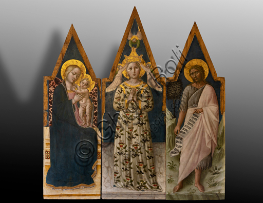 Spoleto, Rocca Albornoz, Museo Nazionale del Ducato di Spoleto:"Trittico di Santa Maria delle Grazie", di Niccolò di Liberatore, detto l'Alunno (1475 circa), tempera su tavola. 