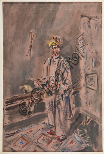 Assicoop - Unipol Collection: Filippo De Pisis (1896 - 1956): "The Turkish Man", oil on canvas, cm 76 X 50.