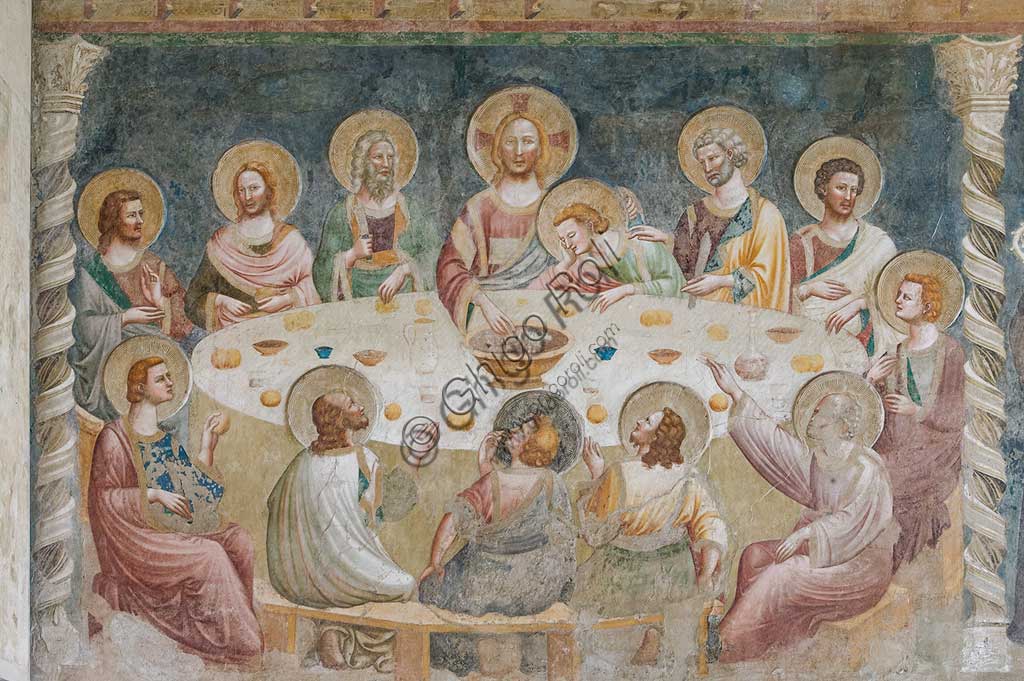 Codigoro, Abbazia di Pomposa, Refettorio: affreschi trecenteschi attribuiti al pittore di scuola riminese,  Maestro di Tolentino: "ultima Cena". 