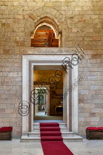 Palermo, The Royal Palace or Palazzo dei Normanni (Palace of the Normans), Joharia Tower, the Winds Room: view. Detail of one door.