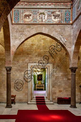 Palermo, The Royal Palace or Palazzo dei Normanni (Palace of the Normans), Joharia Tower, the Winds Room: view. Detail of one door.