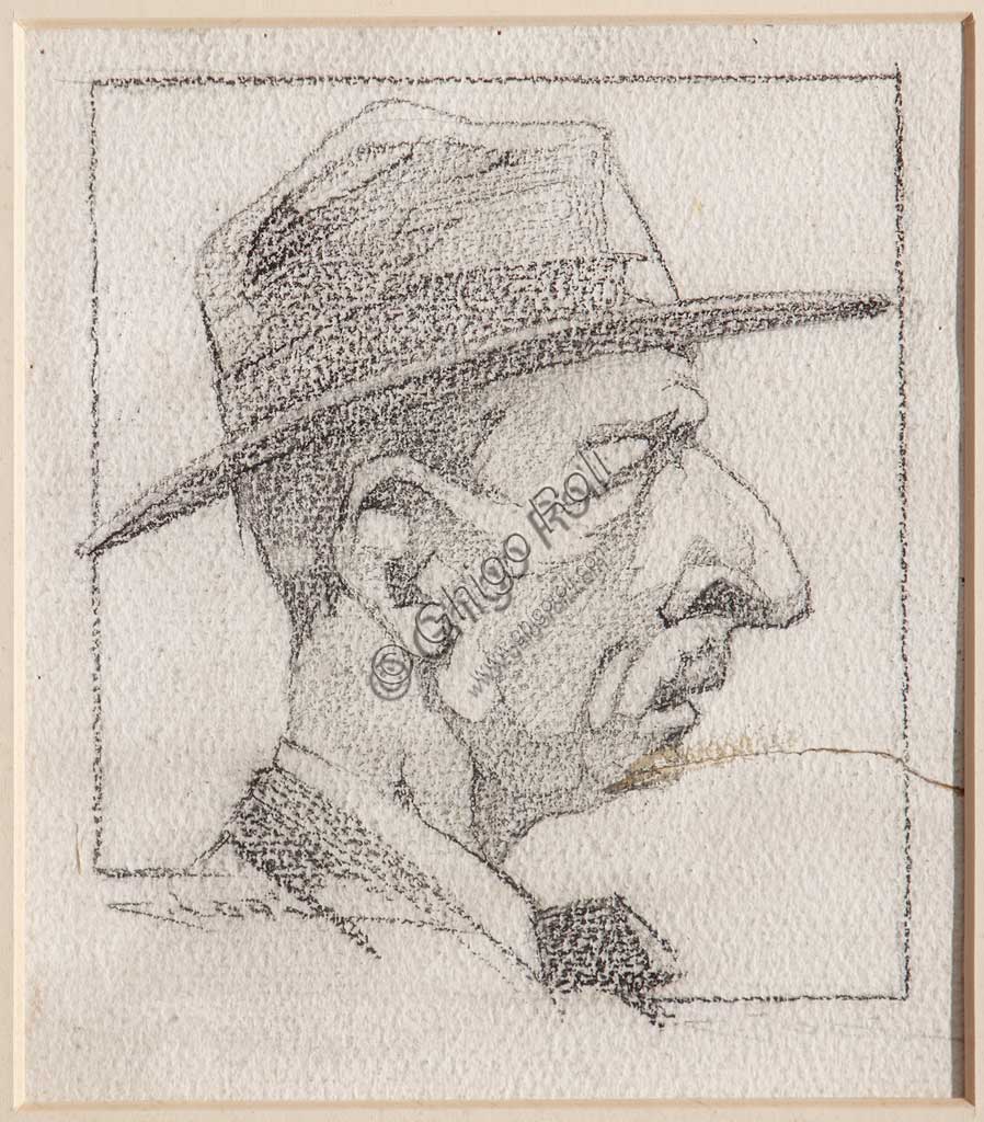 Collezione Assicoop - Unipol: Casimiro Jodi (1886-1948),  "Uomo con cappello". Matita su carta.