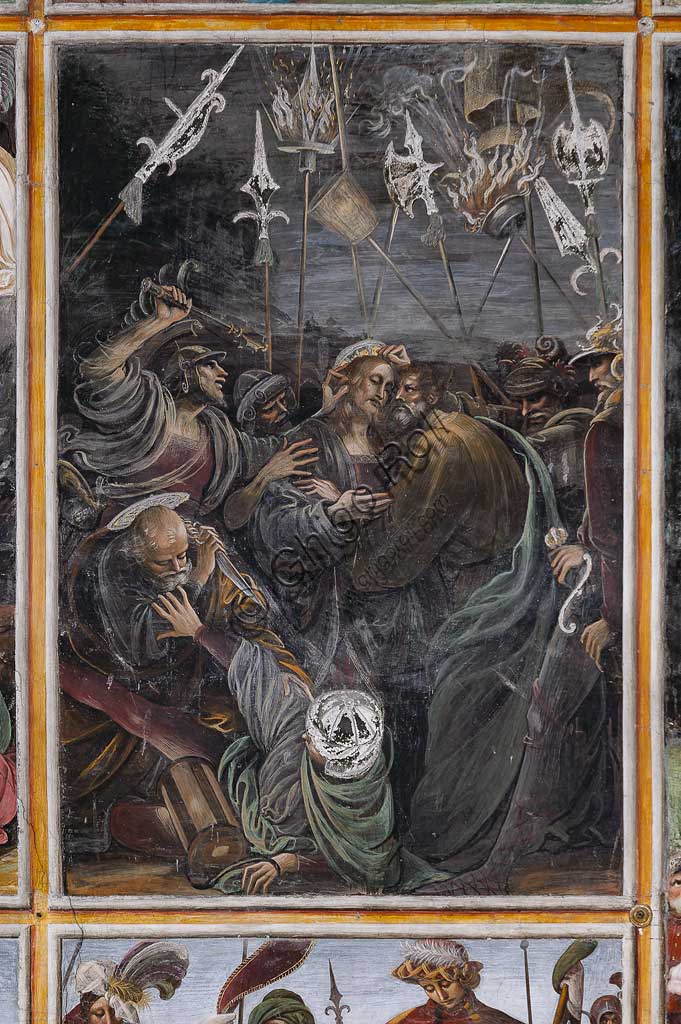 Varallo Sesia, Chiesa di S.ta Maria delle Grazie: affreschi della parete paudenziana “La vita e la passione di Cristo” , di Gaudenzio Ferrari, 1513. Particolare col Bacio di Giuda.