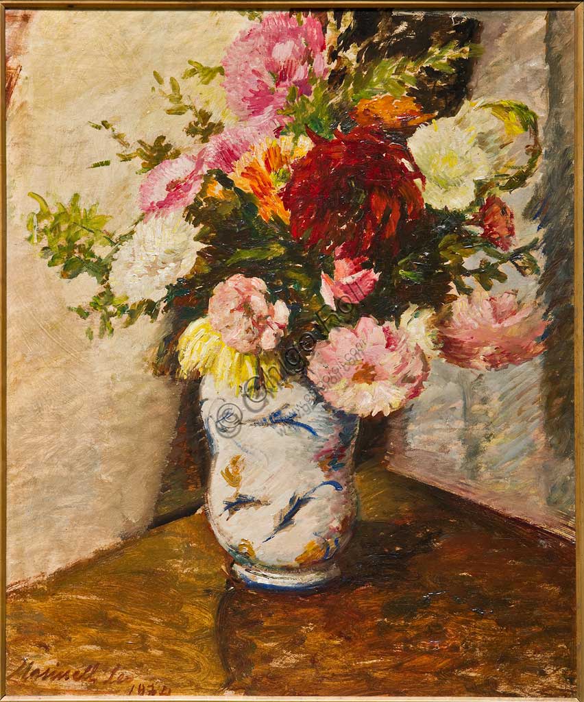 Assicoop - Unipol Collection: Leo Masinelli, "Vase of Flowers"; oil painting.