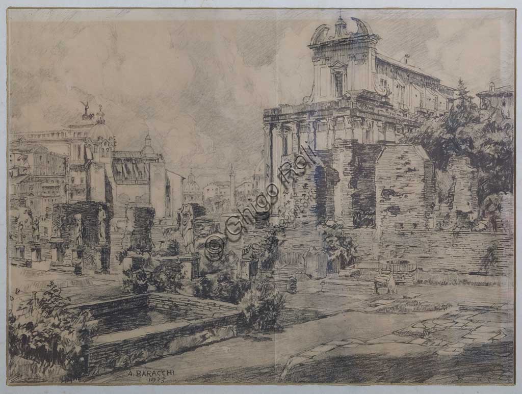 Collezione Assicoop - Unipol: "Veduta dai Fori Imperiali", di Augusto Baracchi (1878 - 1942).