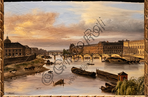 Giuseppe Canella: "View of the Seine from the Pont Neuf", oil painting, 1827.