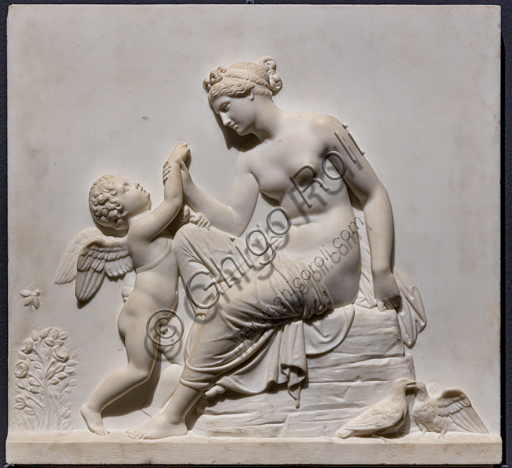  "Venus consoling Cupid stung by a Bee", before 1827, by Bertel Thorvaldsen (1770 - 1844), Carrara marble relief.