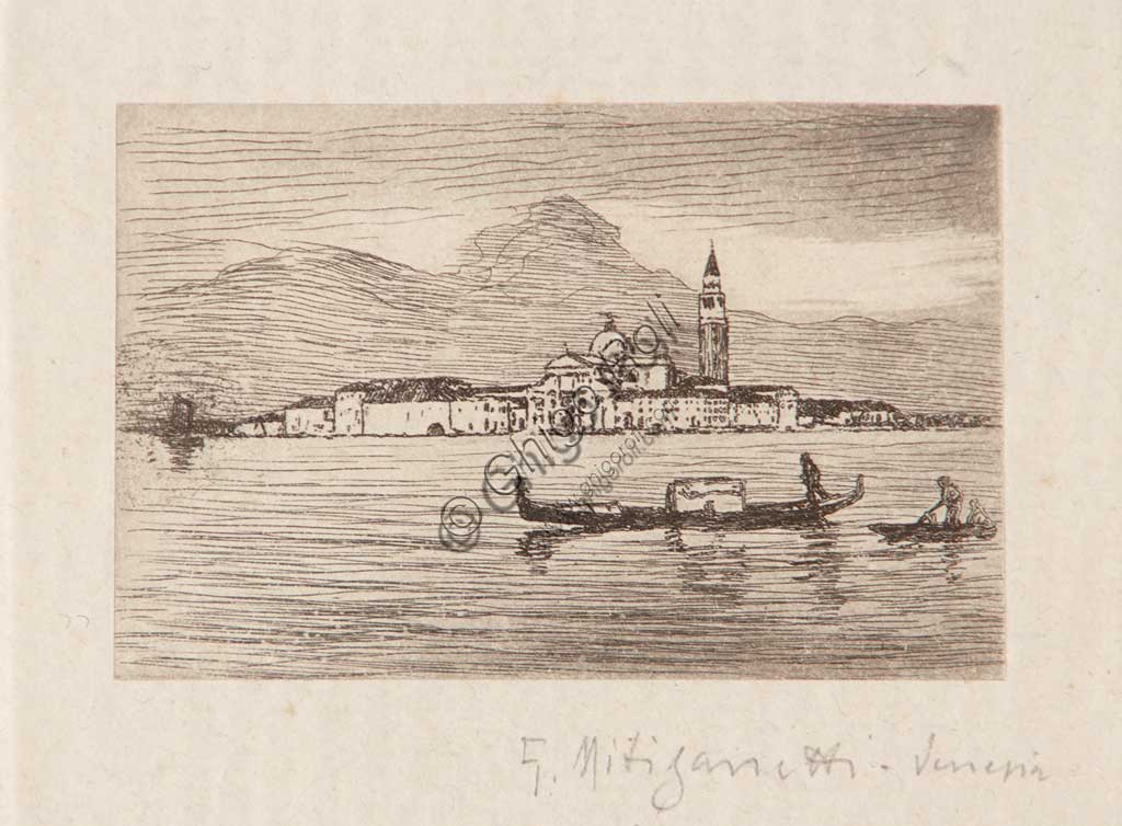 Collezione Assicoop - Unipol: "Venezia", acquaforte su carta bianca, di Giuseppe Miti Zanetti (1859 - 1929).