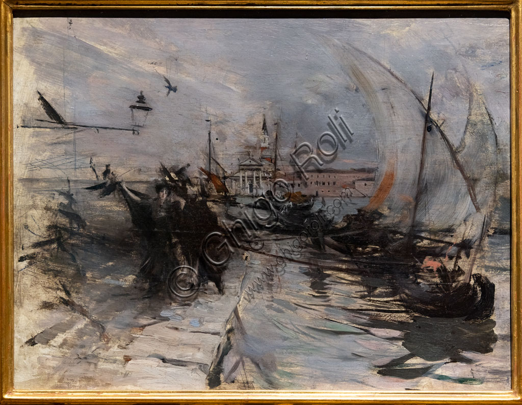 “Venice, St. Giorgio Maggiore seen from the town”, by Giovanni Boldini, about 1885, oil painting on panel.