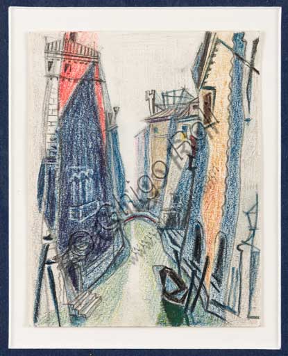 Assicoop - Unipol Collection: Enrico Prampolini (1894 - 1956), "Venetian Verticalisms (2)". Pastel on paper.