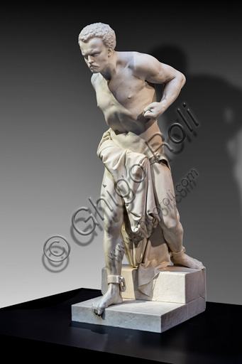 Vincenzo Vela: "Spartacus", marble sculpture, 1850.
