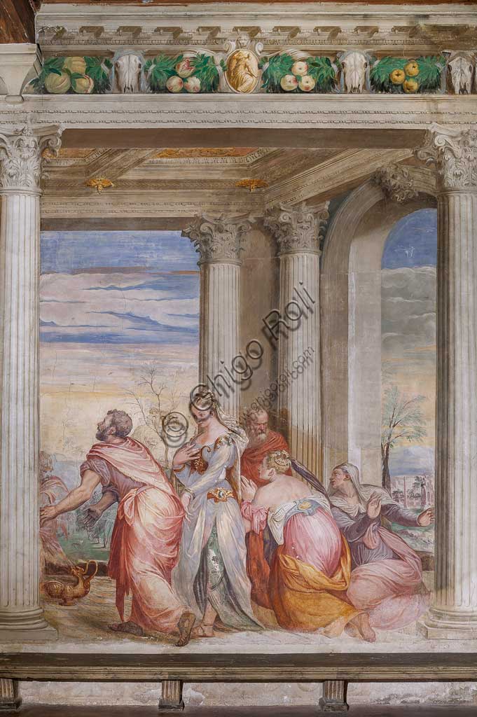 Thiene, Villa Porto Colleoni (also known as Castle in Thiene), Camerone: "The Banquet of Cleopatra", frescoes by Giovanni Antonio Fasolo (c. 1560-1565). Detail.