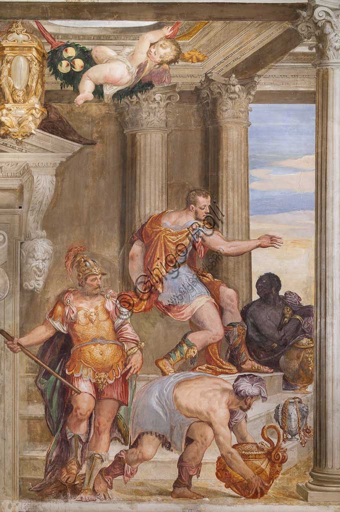 Thiene, Villa Porto Colleoni (conosciuta anche come Castello di Thiene), Camerone: "Il convitto di Cleopatra", affreschi di Giovanni Antonio Fasolo (ca. 1560-1565). Particolare.