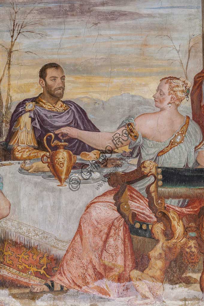 Thiene, Villa Porto Colleoni (also known as Castle in Thiene), Camerone: "The Banquet of Cleopatra", frescoes by Giovanni Antonio Fasolo (c. 1560-1565). Detail.